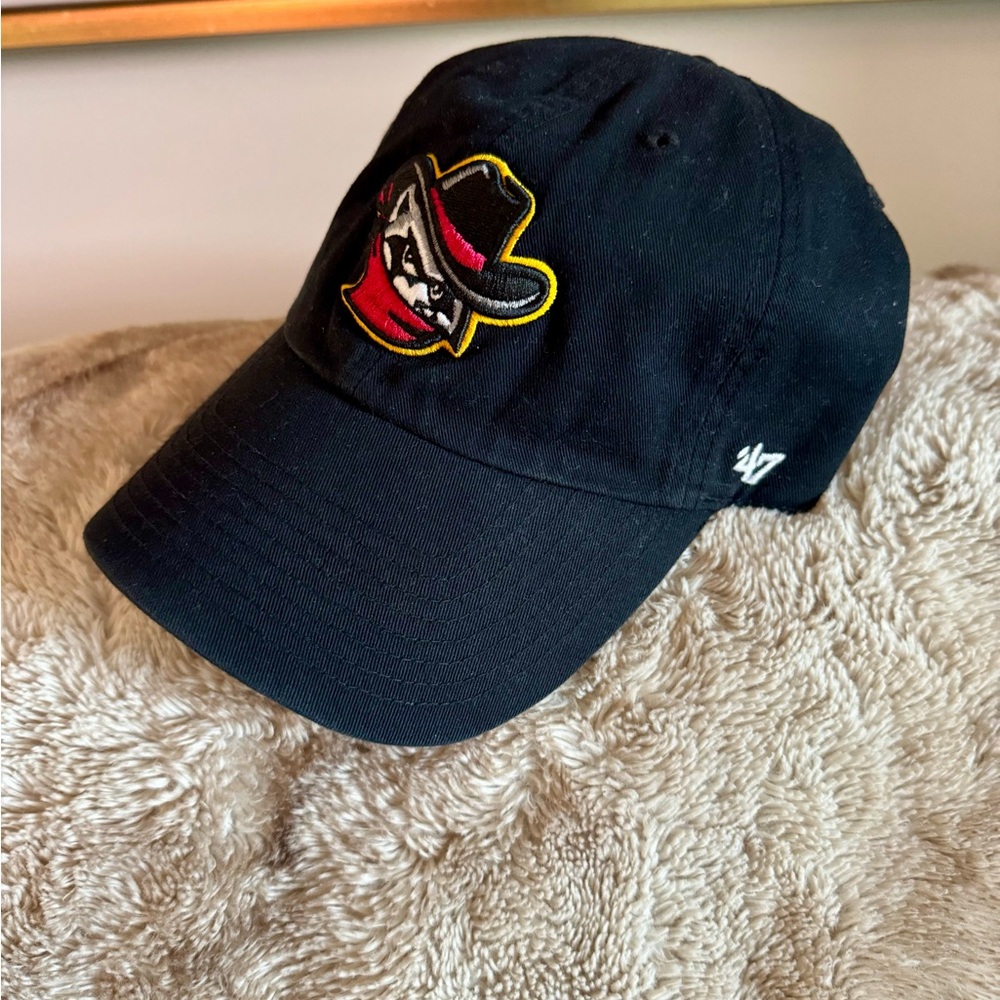 47 Black Cap with Embroidered Mascot (Quad City River Bandits)